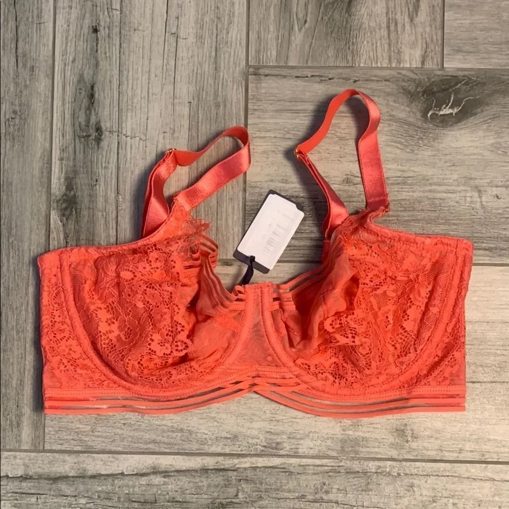 Figleaves Coral Lace Underwire Bra with Adjustable Straps